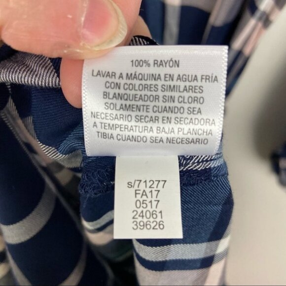 NWT Maison Jules Plaid Cold-Shoulder Midi Dress Blue Size Small New With Tags S - Picture 15 of 16